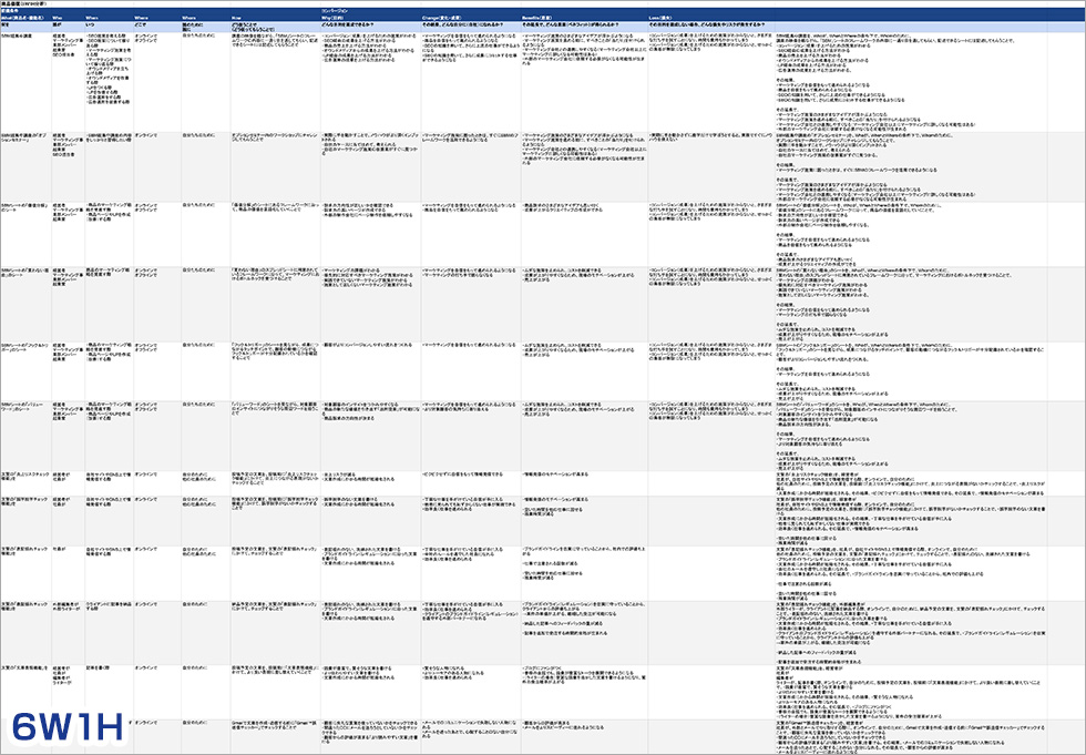 6W1Hのフレームワークを用いた分析の例